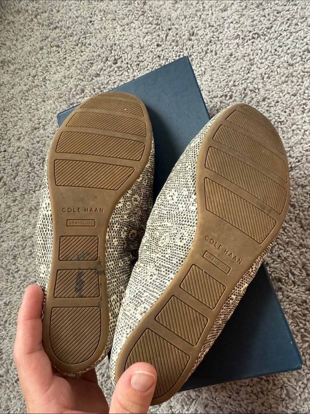 Cole Haan Neutral Snake-Print Slip-On Flats